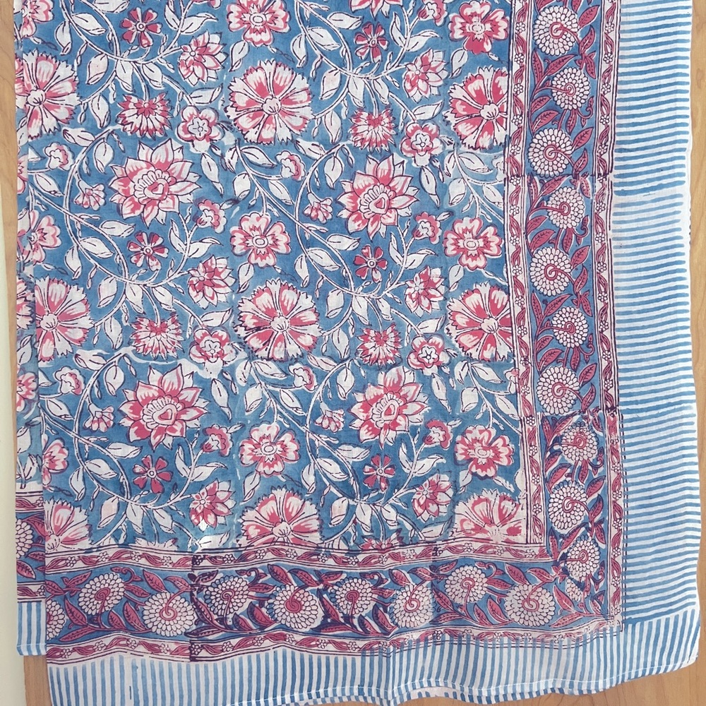 100% Cotton Hand Block Print Sarong Scarf Swim Coverup (22L)